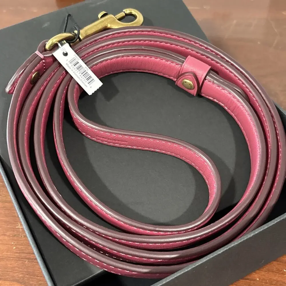 Coach Small Pink Leather Pet Dog Leash 51” New In Box No. 79831